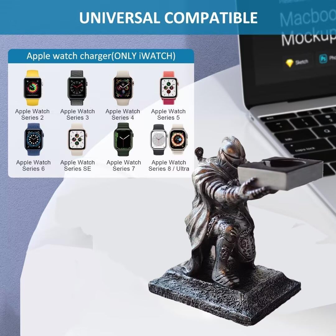 Dark Knight Apple Watch Stand – Resin Charging Dock & Storage Holder | Desktop Nightstand Display Stand for Wristwatches