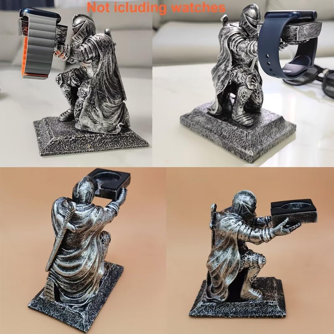 Dark Knight Apple Watch Stand – Resin Charging Dock & Storage Holder | Desktop Nightstand Display Stand for Wristwatches