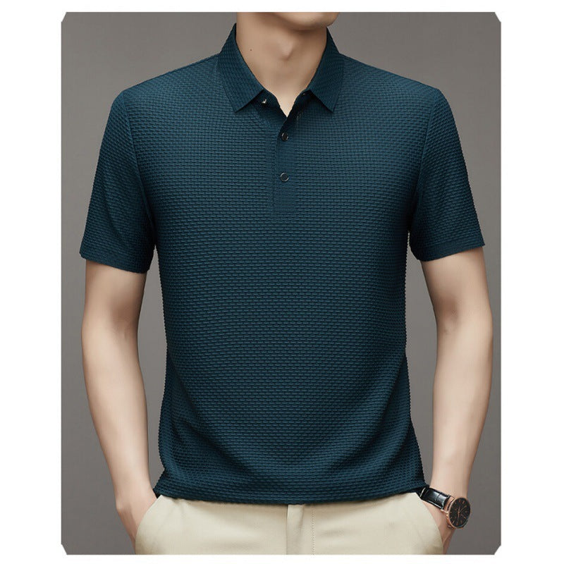 Men’s Summer Ice Silk Polo Shirt – Loose Fit, Short Sleeve Pullover for Casual Wear (M-XXXXL)